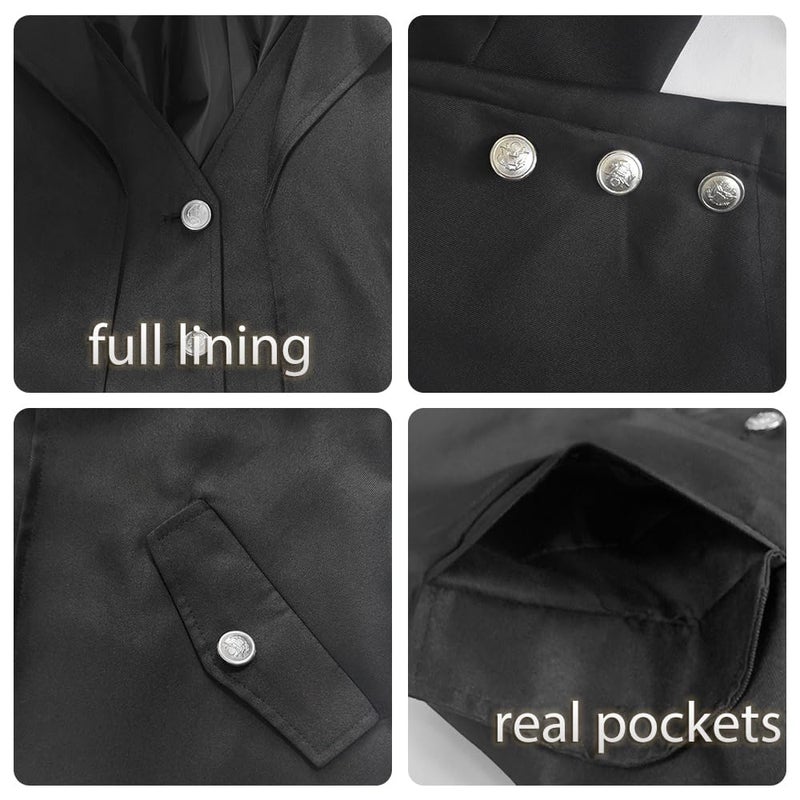 GOLDSTITCH Mens Black Vintage Tailcoat Jacket Fancy Cool Cosplay Costume Robe Black Large - Image 3